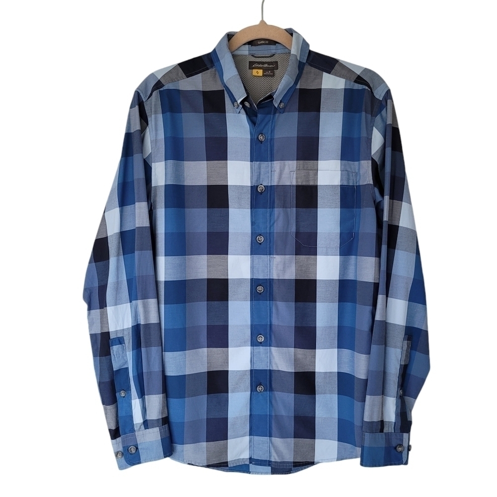 Eddie Bauer Blue Large Plaid Long Sleeve Shirt